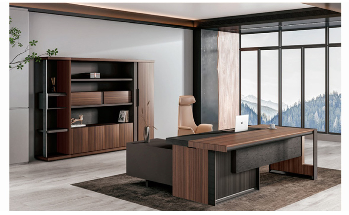 三氯氰胺饰面办公桌（2400*1100*750配固定副柜）